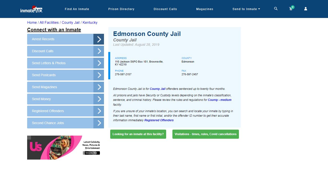 Edmonson County Jail - Inmate Locator - Brownsville, KY